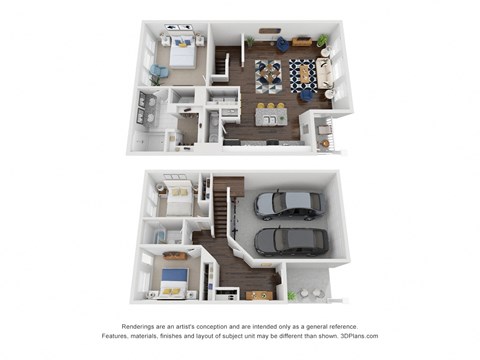 Floor plan for 3 beds, 2.5 baths, 1589 sqft